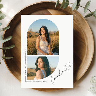Graduation Photo Modern Black & White Announcement Postcard