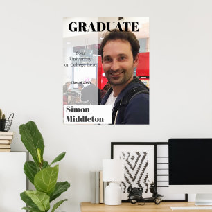 Graduation Photo Modern Graduate Black Headline  Poster