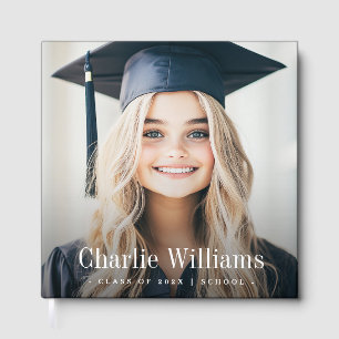 Graduation photo modern graduate name year guest book