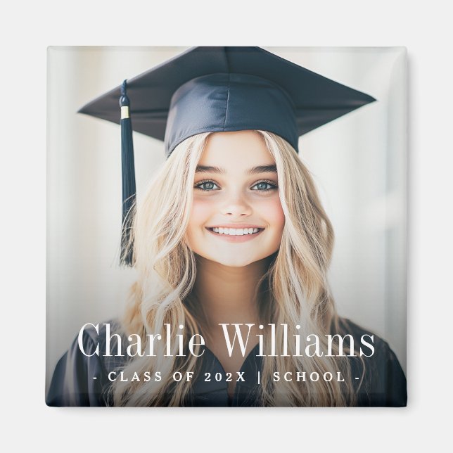 Graduation photo modern school name year magnet (Front)