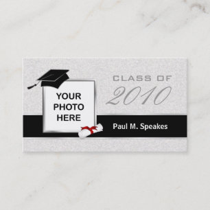 Graduation Photo Name Card - Grey and Black