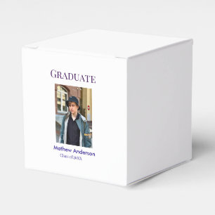 Graduation photo name class of 20XX blue simple bo Favour Box