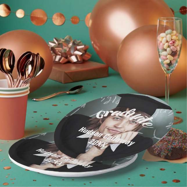 Graduation Photo Name of Graduate Year Paper Plate (Multi)