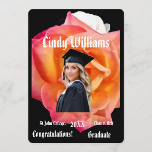 Graduation photo name rose party invitation