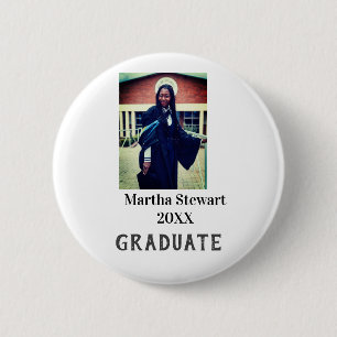 Graduation photo name year class university simple 6 cm round badge