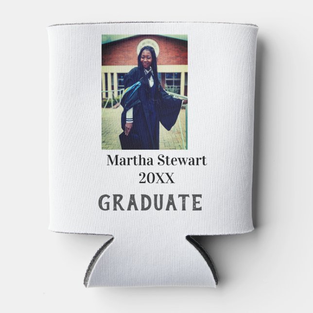 Graduation photo name year class university simple can cooler (Front)