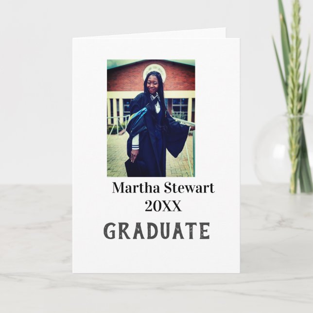 Graduation photo name year class university simple card (Front)