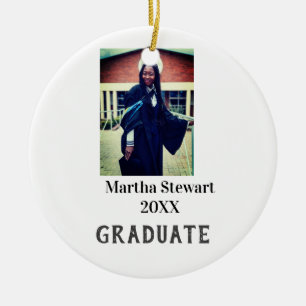 Graduation photo name year class university simple ceramic tree decoration