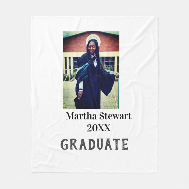 Graduation photo name year class university simple fleece blanket (Front)