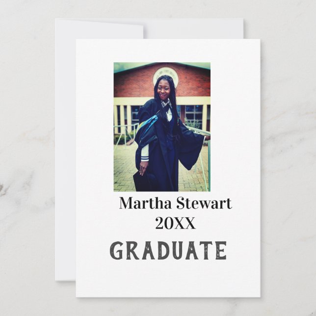 Graduation photo name year class university simple invitation (Front)