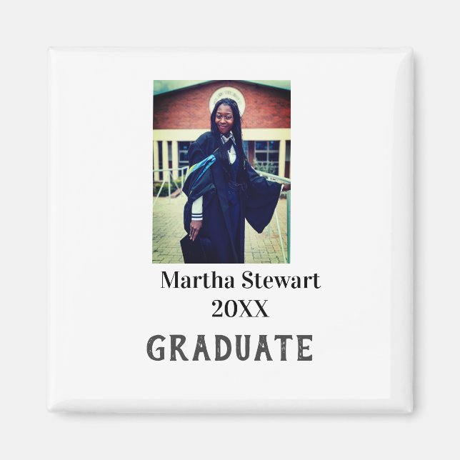 Graduation photo name year class university simple magnet (Front)