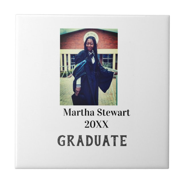 Graduation photo name year class university simple tile (Front)