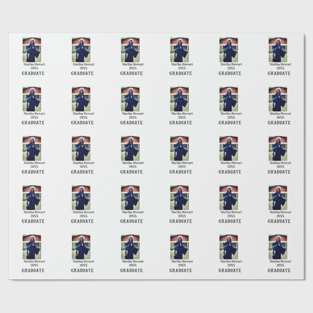 Graduation photo name year class university simple wrapping paper (Flat)