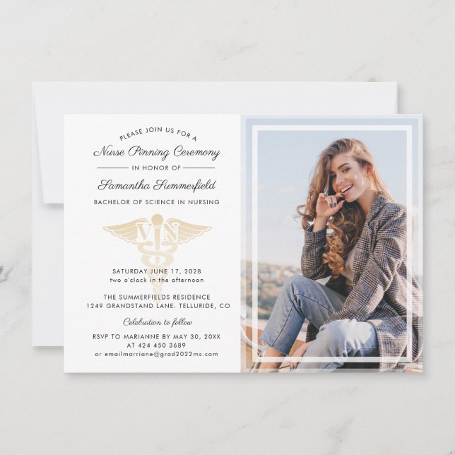 Graduation Photo Nurse Pinning Ceremony Invitation (Front)