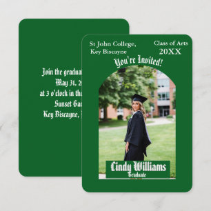 Graduation photo party invitation green arch