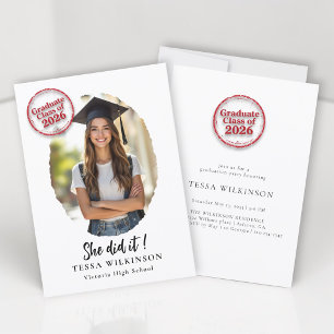 Graduation Photo Portrait Class of 2026  Invitation