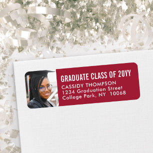 Graduation Photo Red and White Return Address