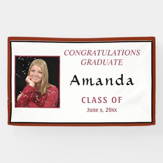  Graduation Photo Red & Black Class of  Banner (Horizontal)