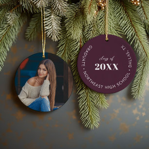 Graduation Photo School Name and Grad Year Memory Ceramic Tree Decoration