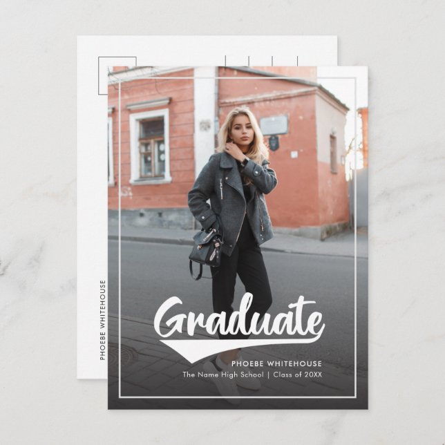 Graduation Photo Script 2025 Grad Announcement Postcard (Front/Back)