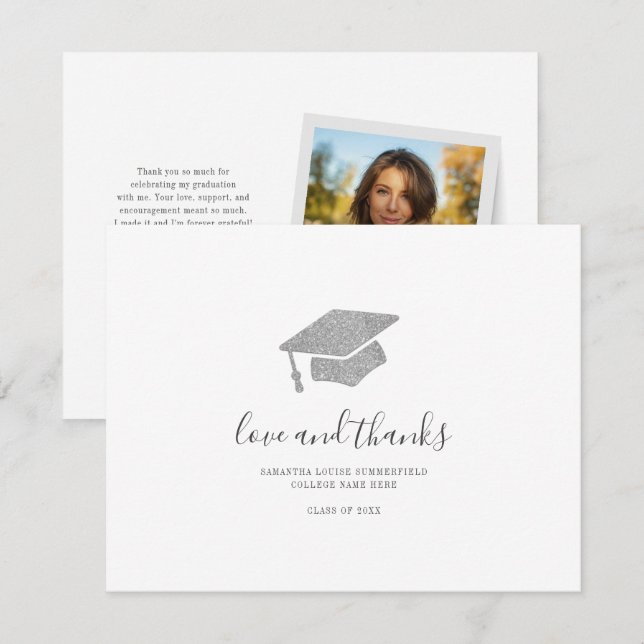 Graduation Photo Script 2025 Grad Cap Thank You Card (Front/Back)
