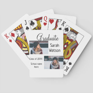 graduation photo simple classic add class year sch playing cards