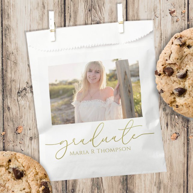 Graduation Photo Simple Elegant Gold Minimalist Favour Bags (Creator Uploaded)