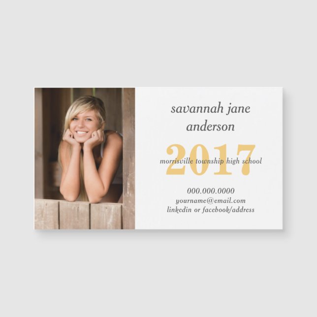 Graduation Photo Student Name Cards Magnets (Front)