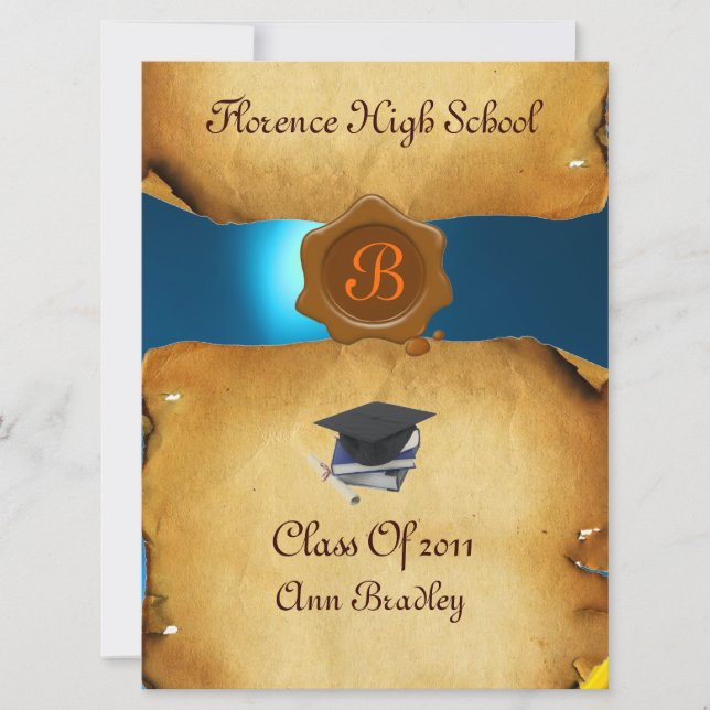 GRADUATION PHOTO TEMPLATE PARCHMENT blue Wax Seal (Front)