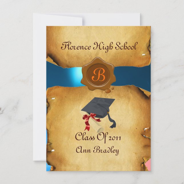 GRADUATION PHOTO TEMPLATE PARCHMENT blue Wax Seal (Front)