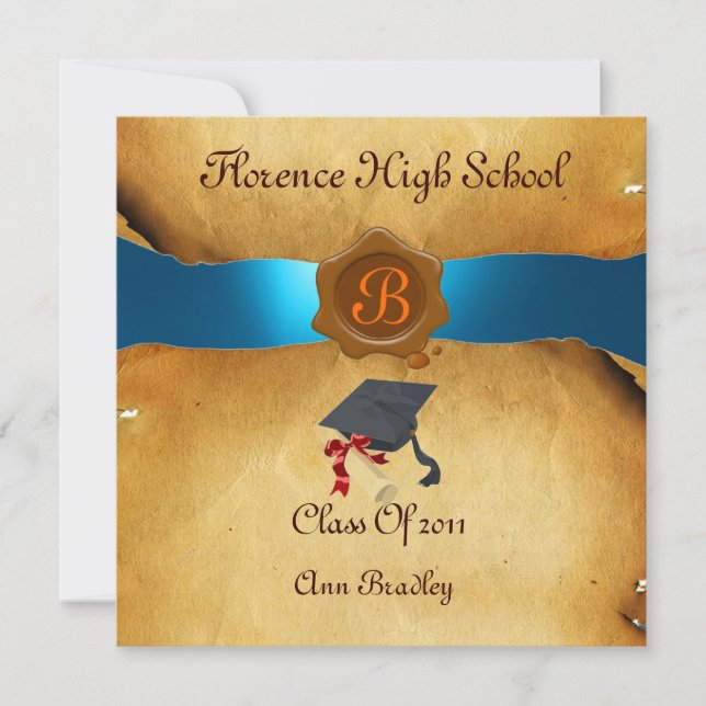 GRADUATION PHOTO TEMPLATE PARCHMENT blue Wax Seal (Front)