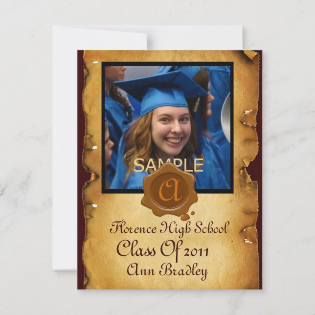 GRADUATION PHOTO TEMPLATE PARCHMENT Brown Wax Seal (Front)