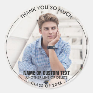 Graduation Photo Thank You Class of 20XX Custom Classic Round Sticker