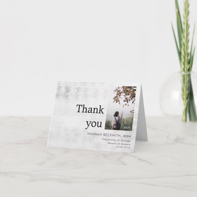 Graduation Photo Thank You Rustic (Front)