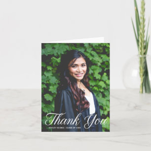 Graduation Photo White Script Overlay Thank You
