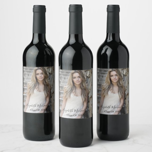 Graduation Photo Wine Label (Bottles)