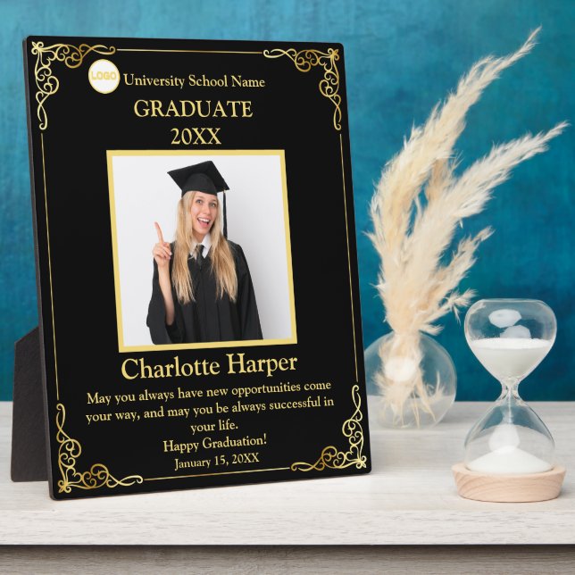 Graduation Photo with Name & School Custom  Award Plaque (Side)