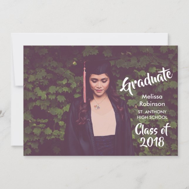 Graduation Photo with Trendy Font  Party Invitation (Front)