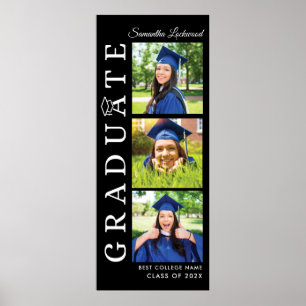 Graduation Photos Black and White Grad 2025 Poster