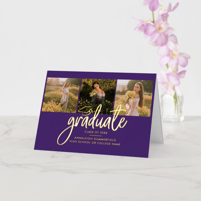 Graduation Photos Gold Foil Grad 2025 Announcement (Orchid)