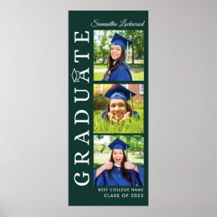Graduation Photos Green and White Grad 2025 Poster