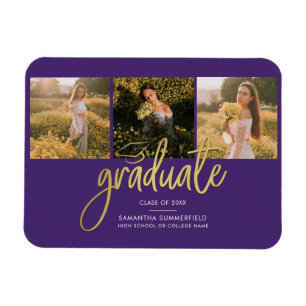 Graduation Photos Purple Grad 2025 Announcement Magnet
