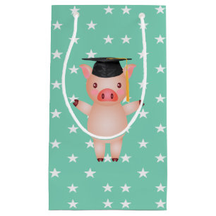 Graduation Pig and Stars Small Gift Bag
