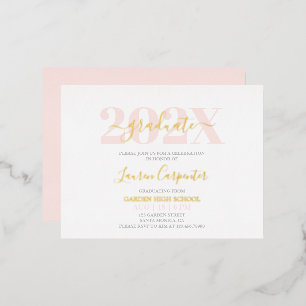 Graduation Pink Blush and Gold foil invitation