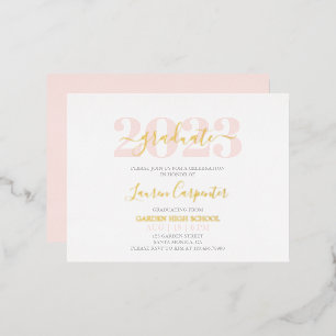 Graduation Pink Blush and Gold foil invitation