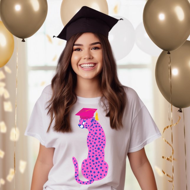 Graduation Pink Leopard YearT-Shirt T-Shirt (Pink Graduation Leopard Front design)