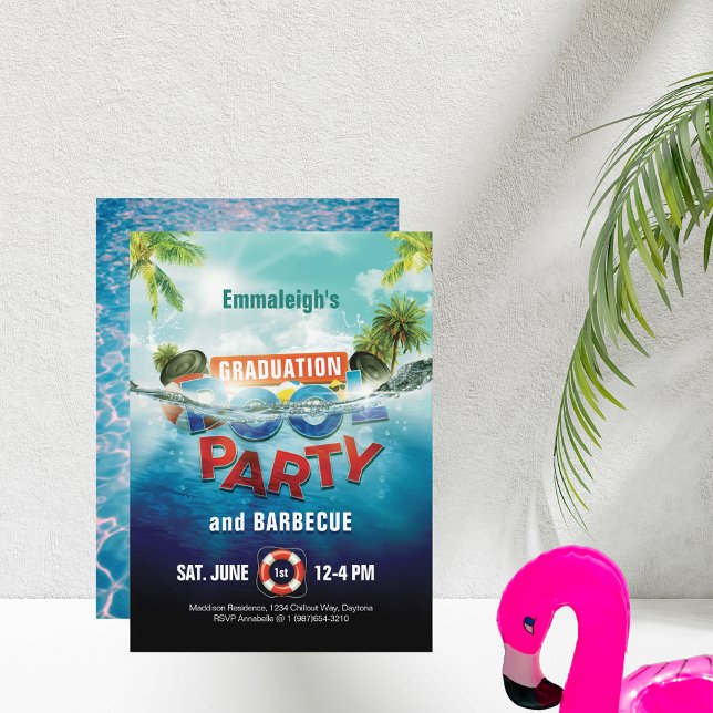 Graduation Pool Party Barbecue Photo Invitation (Creator Uploaded)