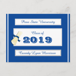 Graduation Post Cards Blue/White