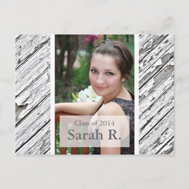Graduation Postcard Invitation - Wood Texture side (Front)