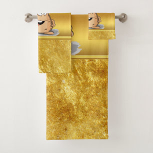 Graduation potato character with a degree bath towel set